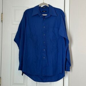 Men's IZOD Blue Dress Silky Poplin Shirt.  Size 16 34/35 Large